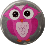 Owl badge pink-grey